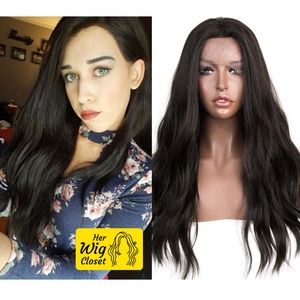 24" Black Wavy Lace Front Wig | BELLA